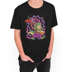 Camiseta Dinosaurio Con Tambor - Camiseta negra con logo