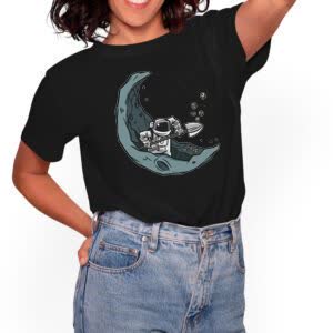 Camiseta Astronauta escabando la Luna - Camiseta negra con logo