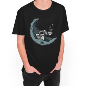 Camiseta Astronauta escabando la Luna - Camiseta negra con logo