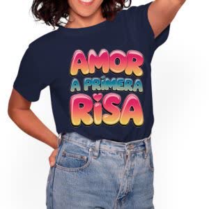 Camiseta Amor a primera Risa - Camiseta azul con logo