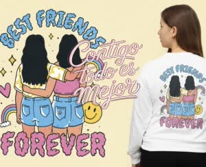 Camiseta Contigo todo es mejor - camisetas-para-amigas-e1718309363367