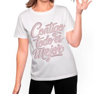 Camiseta Contigo todo es mejor - Camiseta blanca con logo