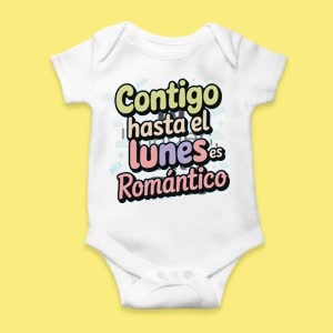 Camiseta Contigo Hasta el Lunes es Romántico - custom-baby-body-450x450