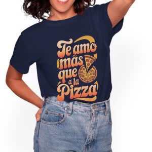 Camiseta Te amo más que a la Pizza - Camiseta azul con logo