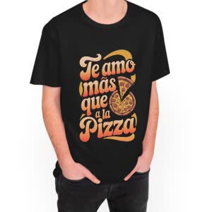 Camiseta Te amo más que a la Pizza - Camiseta negra con logo