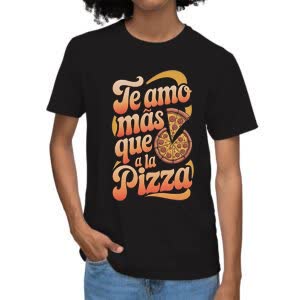 Camiseta Te amo más que a la Pizza - Camiseta negra con logo