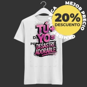 Camiseta Tú + Yo Desastre adorable - Camiseta blanca con logo