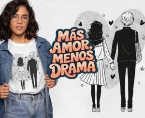 Camiseta Más amor Menos drama - Camiseta para con logo