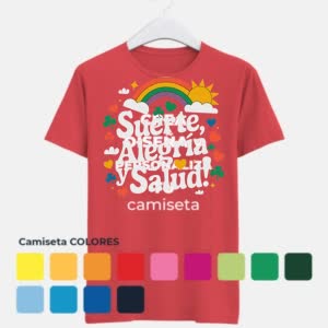 Camiseta Suerte Alegría Salud - Camiseta COLORES con logo