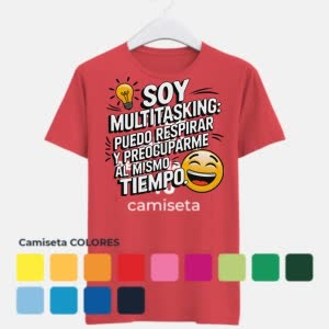 Camiseta Soy Multitasking, Puedo respirar y preocuparme al mismo tiempo - Camiseta COLORES con logo