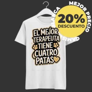 El mejor terapeuta tiene cuatro patas - Camiseta blanca con logo