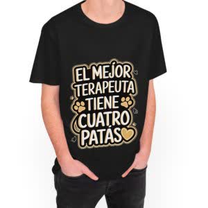 El mejor terapeuta tiene cuatro patas - Camiseta negra con logo