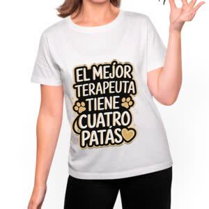 El mejor terapeuta tiene cuatro patas - Camiseta blanca con logo