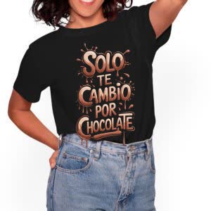 Camiseta Solo te cambio por Chocolate - Camiseta negra con logo