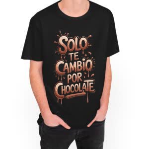 Camiseta Solo te cambio por Chocolate - Camiseta negra con logo