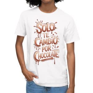 Camiseta Solo te cambio por Chocolate - Camiseta blanca con logo