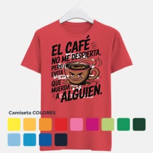 Camiseta El café no me despierta, pero evita que muerda a alguien - Camiseta COLORES con logo