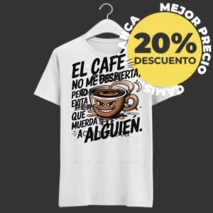 Camiseta El café no me despierta, pero evita que muerda a alguien - Camiseta blanca con logo