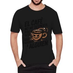 Camiseta El café no me despierta, pero evita que muerda a alguien - Camiseta negra con logo