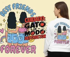 Camiseta Cuidado: Gato en modo Destructor - camisetas-para-amigas-e1718309363367