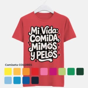 Camiseta Mi vida, Comida y Pelos - Camiseta COLORES con logo