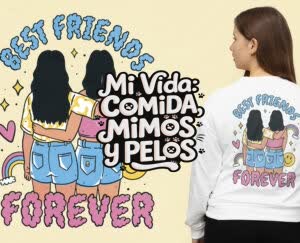 Camiseta Mi vida, Comida y Pelos - camisetas-para-amigas-e1718309363367