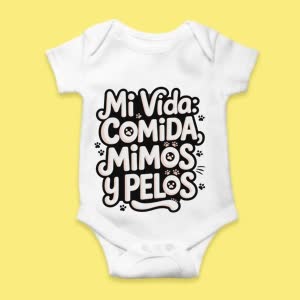 Camiseta Mi vida, Comida y Pelos - custom-baby-body-450x450