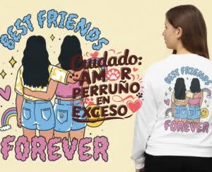 Camiseta Cuidado, Amor Perruno en exceso - camisetas-para-amigas-e1718309363367