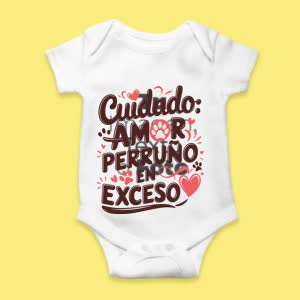 Camiseta Cuidado, Amor Perruno en exceso - custom-baby-body-450x450