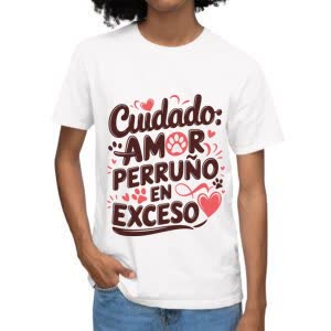 Camiseta Cuidado, Amor Perruno en exceso - Camiseta blanca con logo