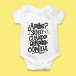 Camiseta Amor? solo cuando quiere comida - custom-baby-body-450x450