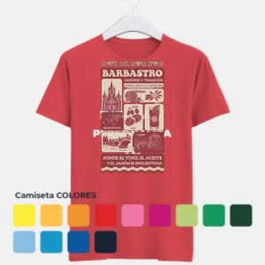 Camiseta Barbastro Aceite, Jamón y Vino - Camiseta COLORES con logo